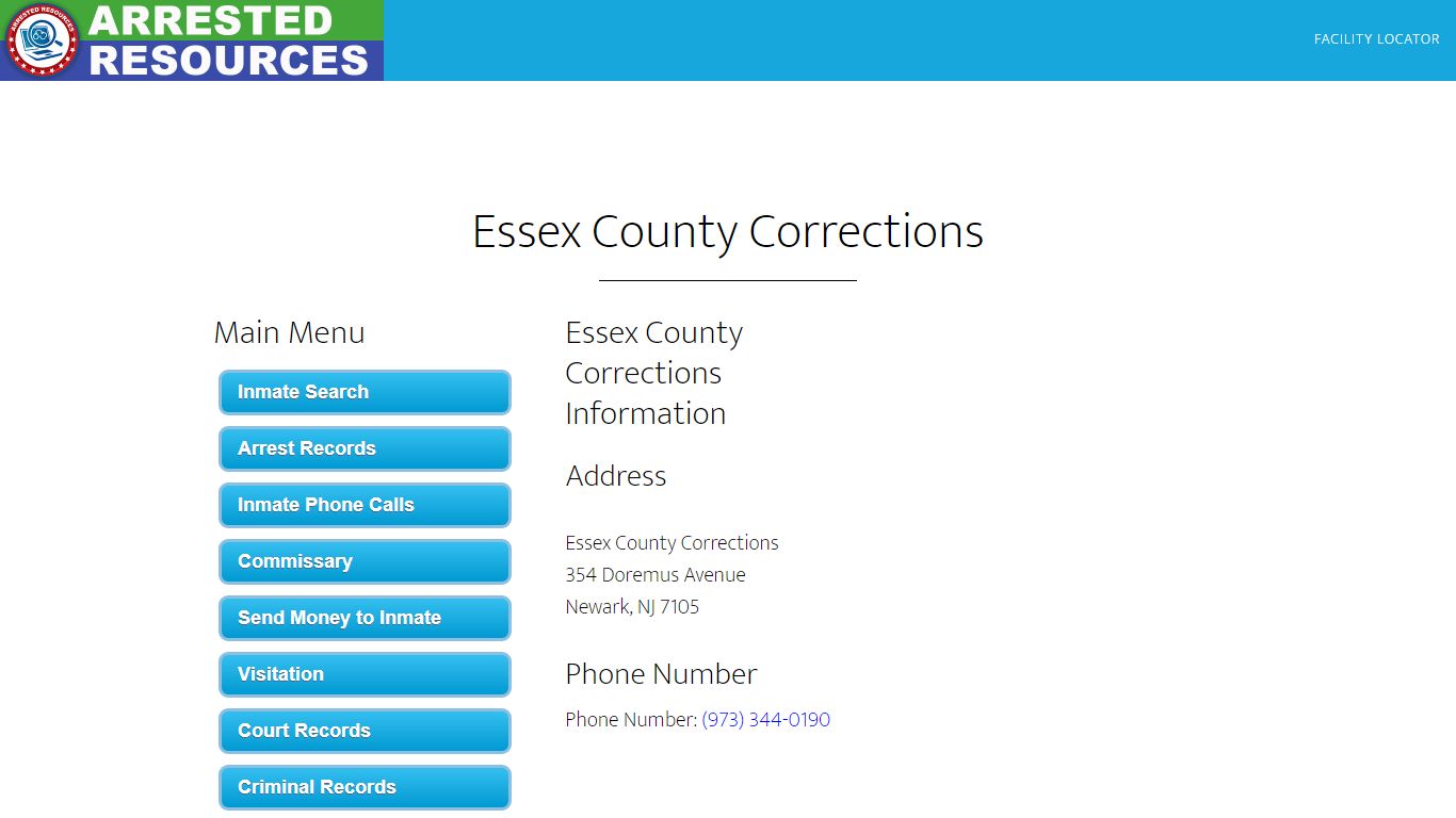 Essex County Corrections - Inmate Search - Newark, NJ - Arrested Resources